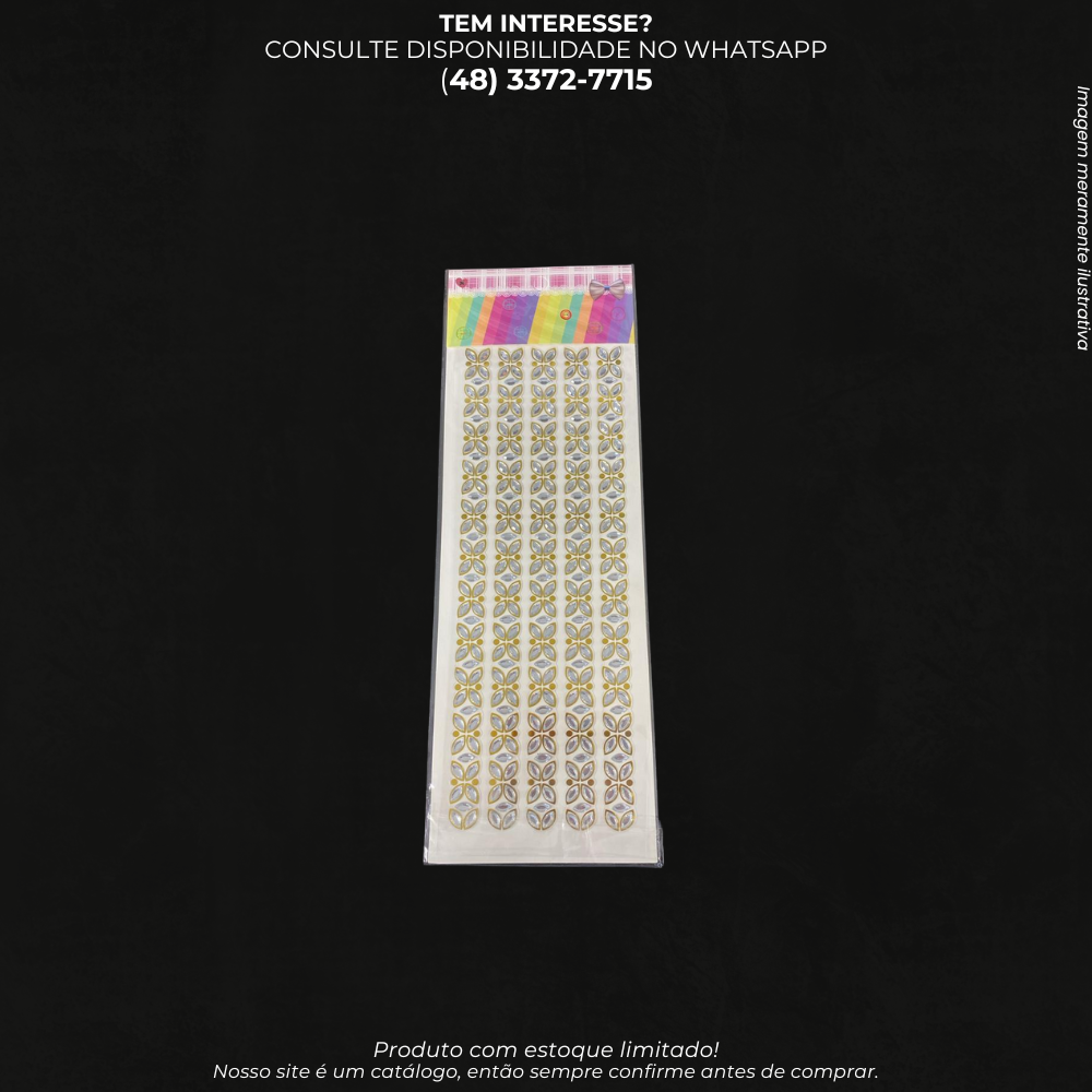 Adesivos Decorativos com Pedrarias para Artesanato e Personalização