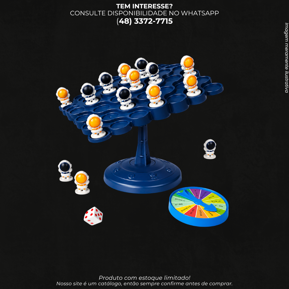 Jogo de Equilíbrio Astronauta com Tabuleiro, Roleta e Dado – Brinquedo Infantil XC-01-ME-119