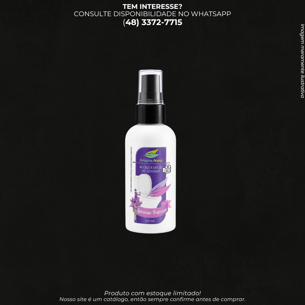 Bloqueador de Odores Sanitários Amazônia Aromas Lavanda Francesa 60 ml – Spray - Ref: 956