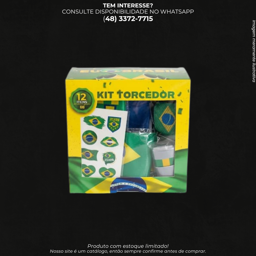 Kit Torcedor Brasil 12 Itens Completo – Acessórios para Copa, Jogos e Festas Temáticas