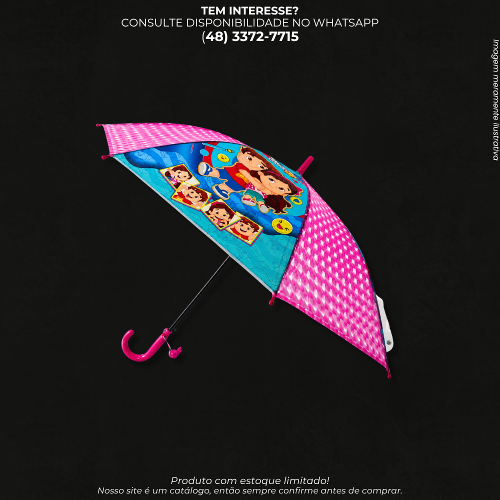 Guarda-Chuva Infantil Estampado com Cabo Curvo – Colorido e Divertido -JP072MT