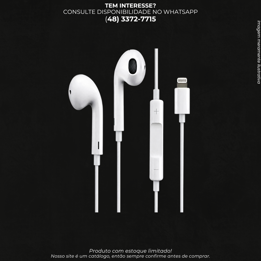 Fone de Ouvido com Fio Lightning para iPhone com Microfone e Controle de Volume