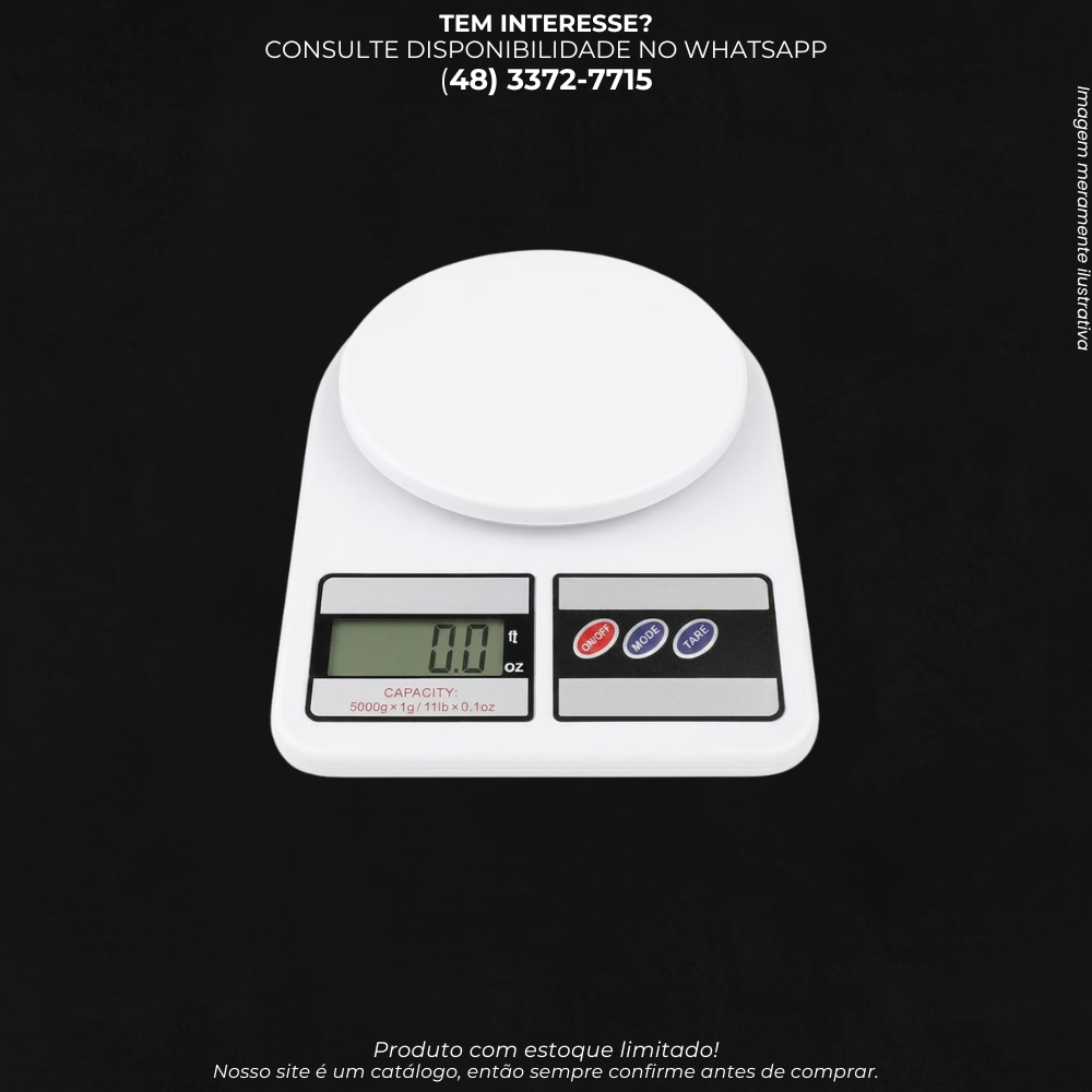 Balança Digital de Cozinha 10kg com Display LCD e Função Tara