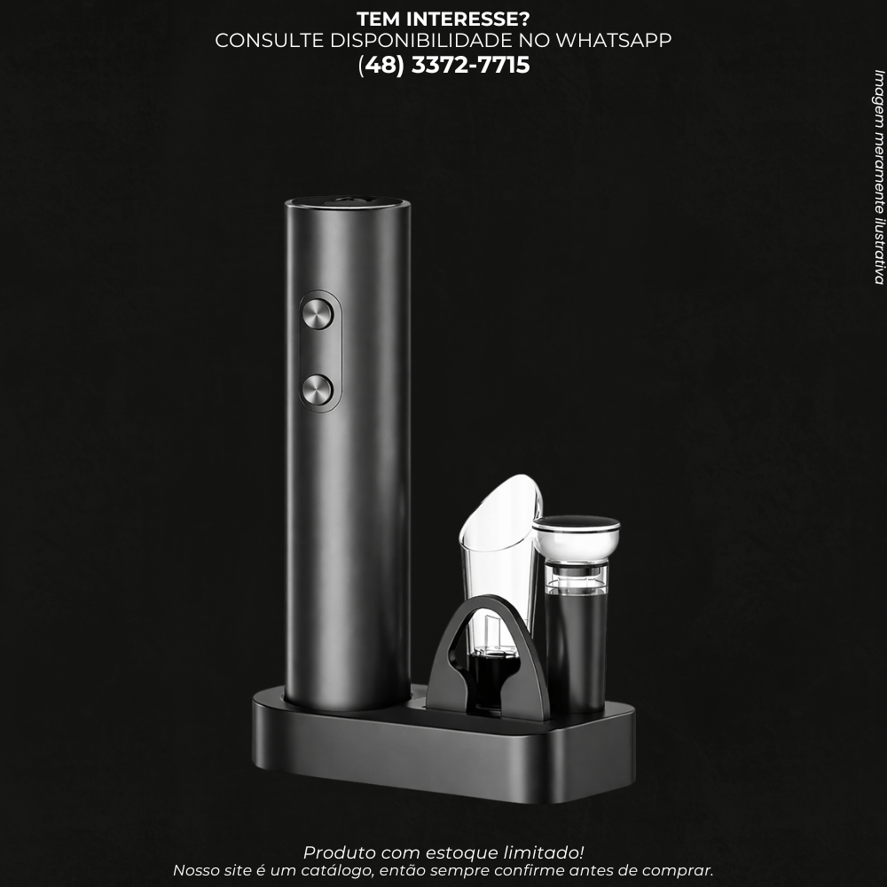 Abridor Elétrico de Vinho com Kit Completo para Uso Doméstico