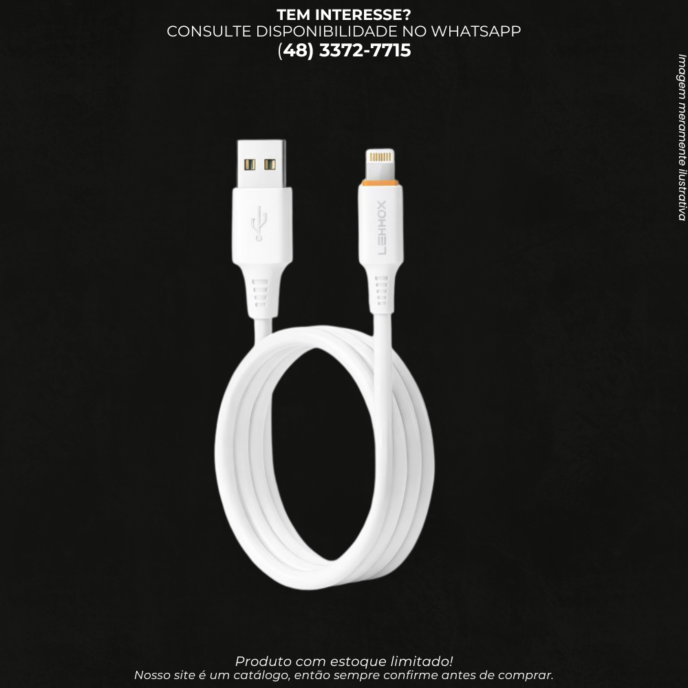 Cabo USB para iPhone com Conector Lightning para Carregamento