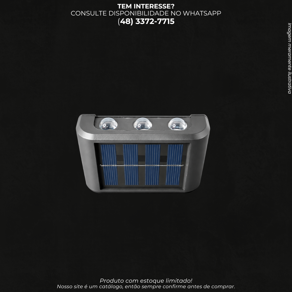 Luminária Solar LED com Sensor de Movimento para Área Externa