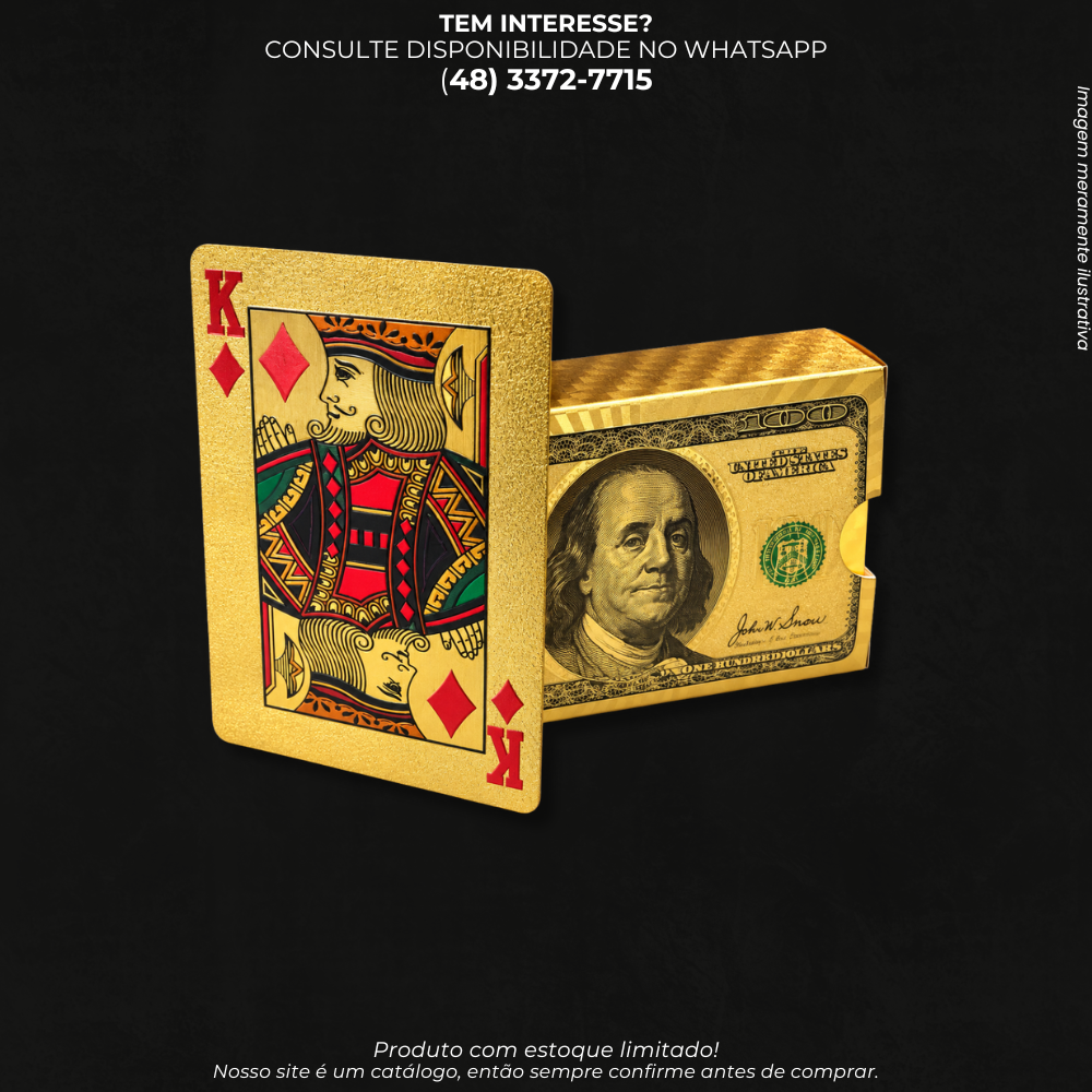 Baralho Dourado com Efeito Metalizado – 54 Cartas AL-245