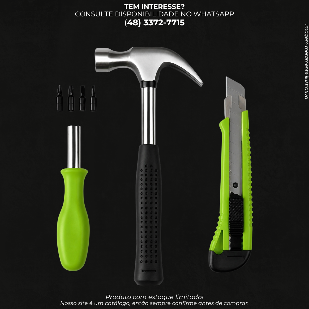 Kit de Ferramentas com Martelo, Estilete e Chave de Fenda – Multifuncional para Reparos