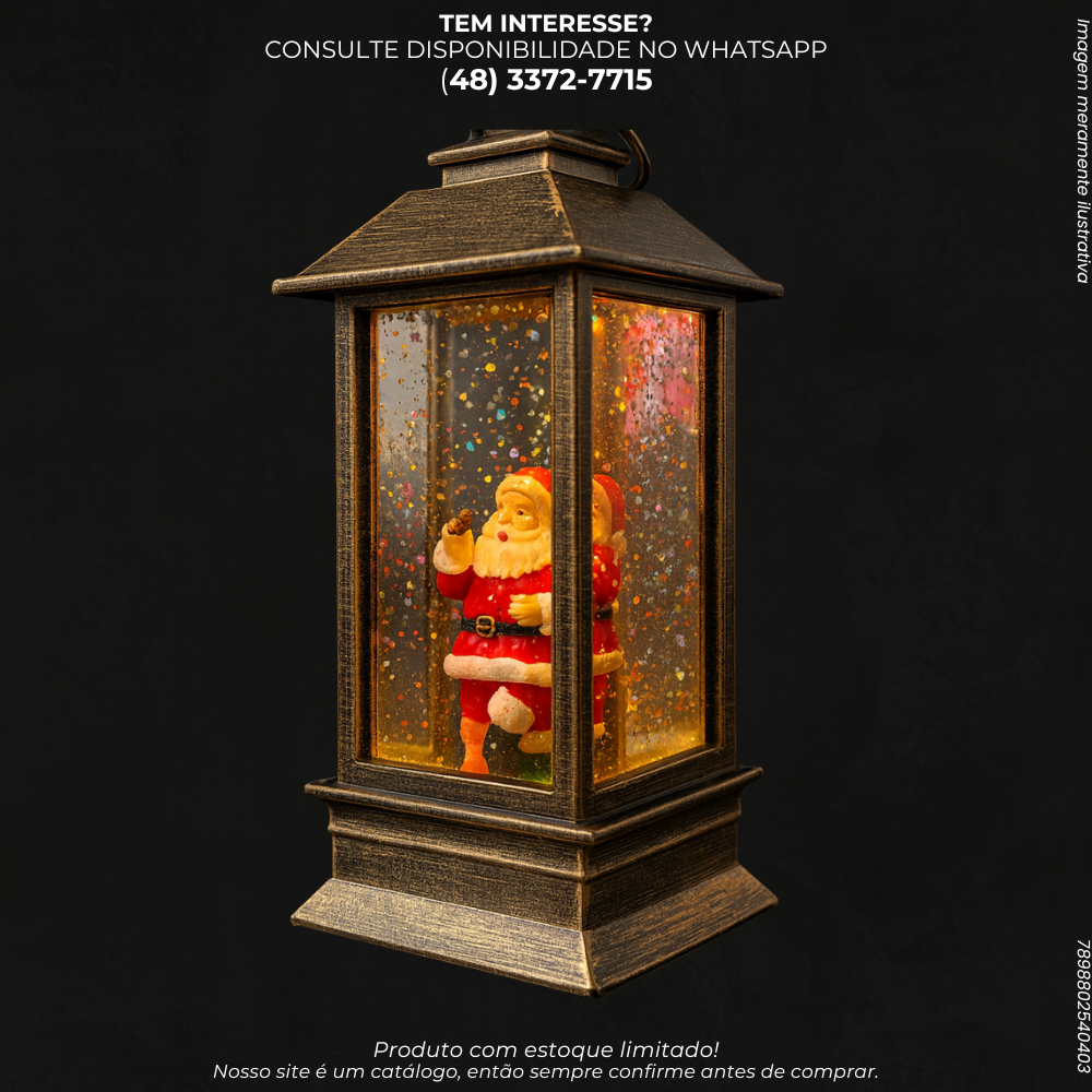 Lanterna Natalina com Brilho e Luz Interna