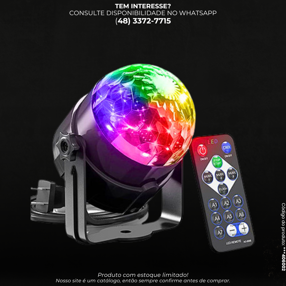 Canhão Refletor de LED Colorido com Controle