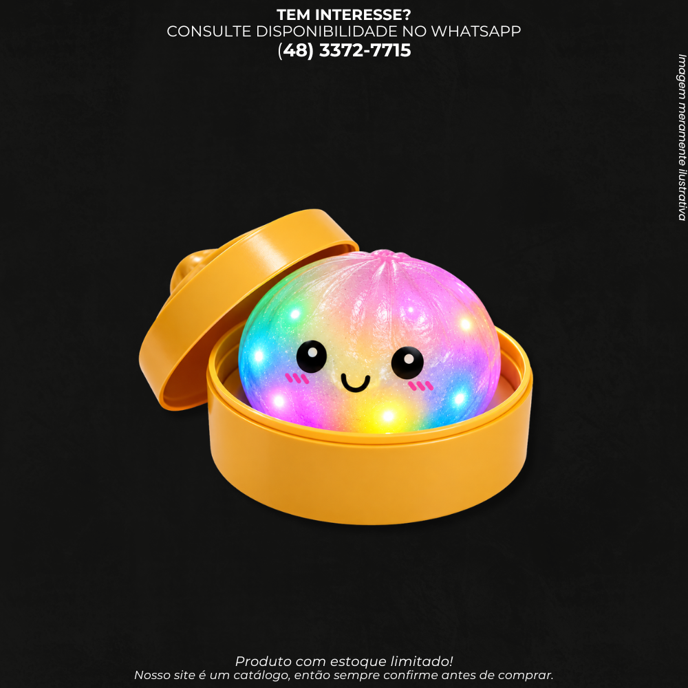 Brinquedo Bola Sensorial com LED Colorido – Bola Divertida com Luzes Dumpling Squishy DS16712