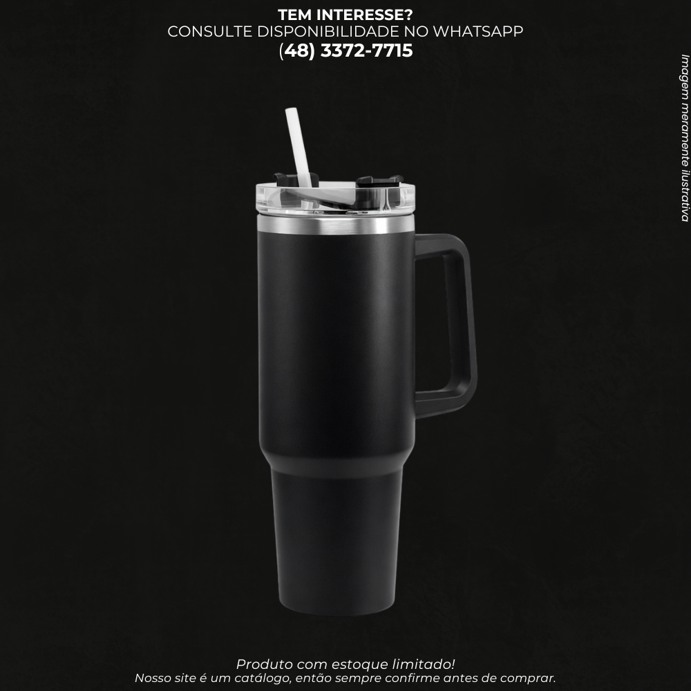 Copo Térmico com Alça e Canudo 1200ml