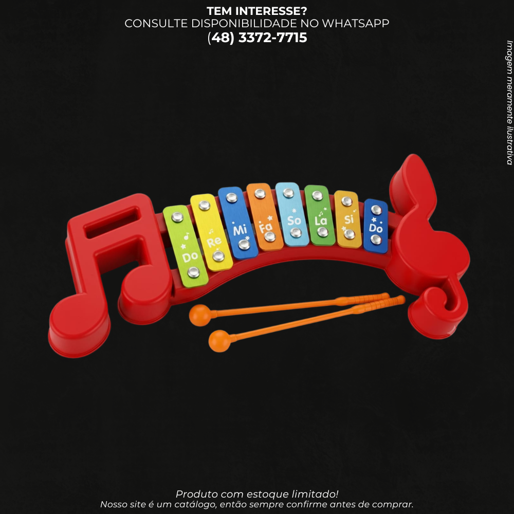 Xilofone Infantil Colorido com 8 Notas – Instrumento Musical Educativo para Crianças