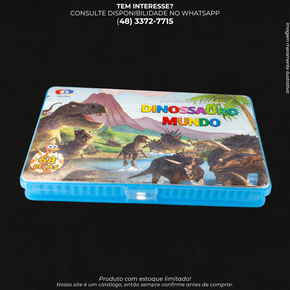 Maleta de Pintura Infantil Dinossauro com 68 Peças Criativas