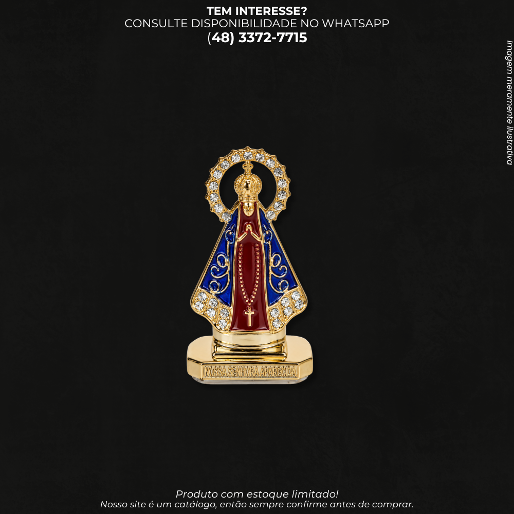 Imagem Decorativa Nossa Senhora Aparecida com Pedrarias – Dourada  COD 725