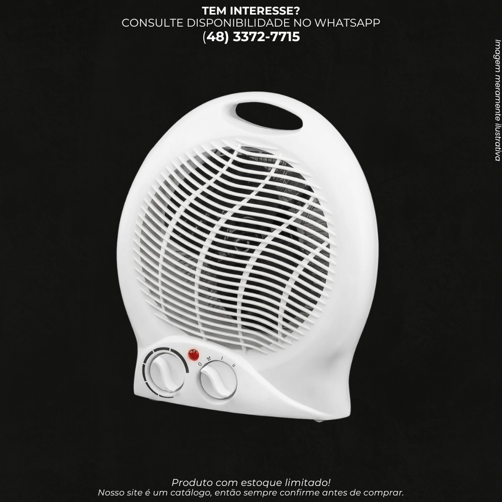 Aquecedor Elétrico Portátil Termoventilador Compacto com Controle de Temperatura