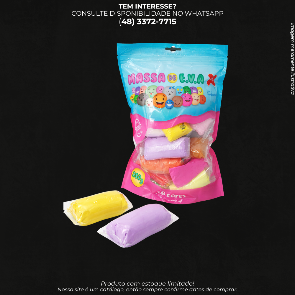 Massa de Modelar EVA Colorida Kit com 20 Cores para Artesanato