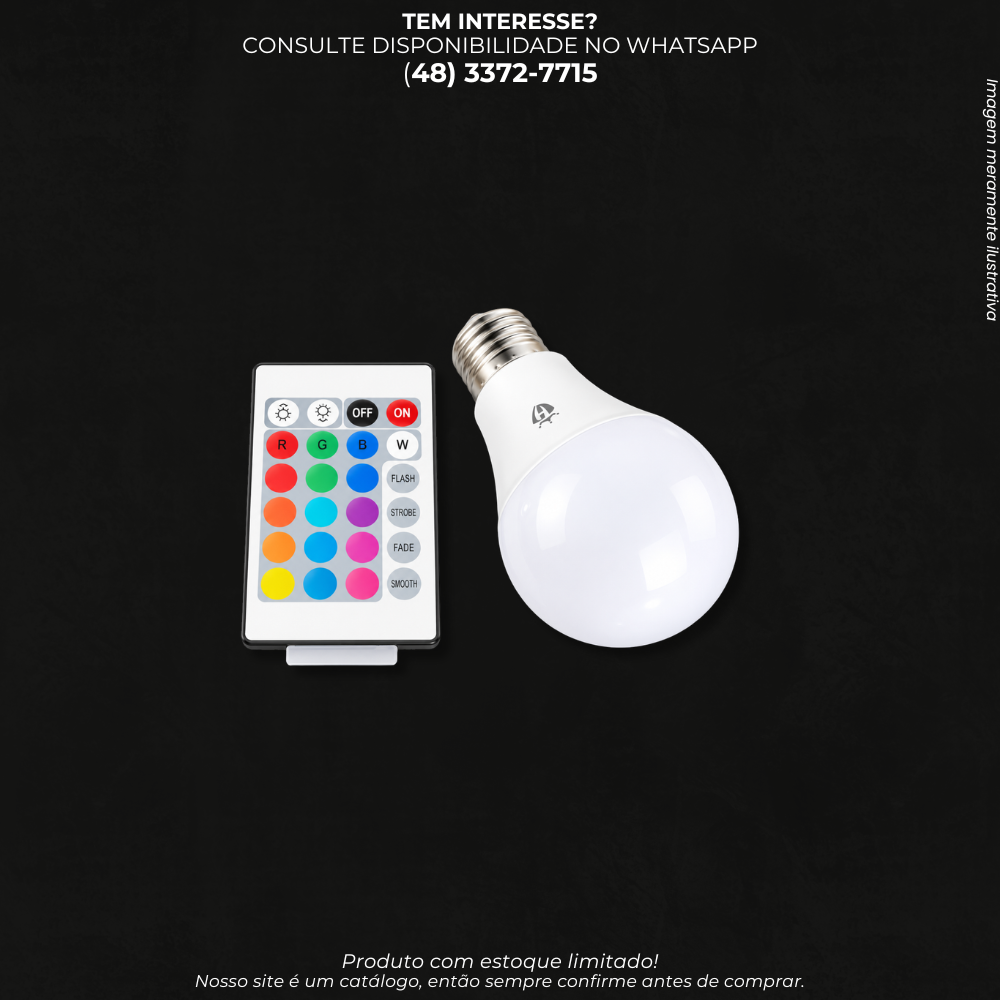 Lâmpada LED RGB E27 com Controle Remoto e Efeitos de Iluminação- NY-36