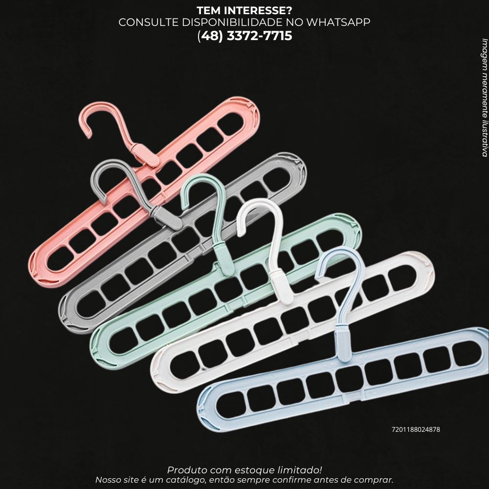 Cabide Mágico Organizador com 9 Furos para Roupas