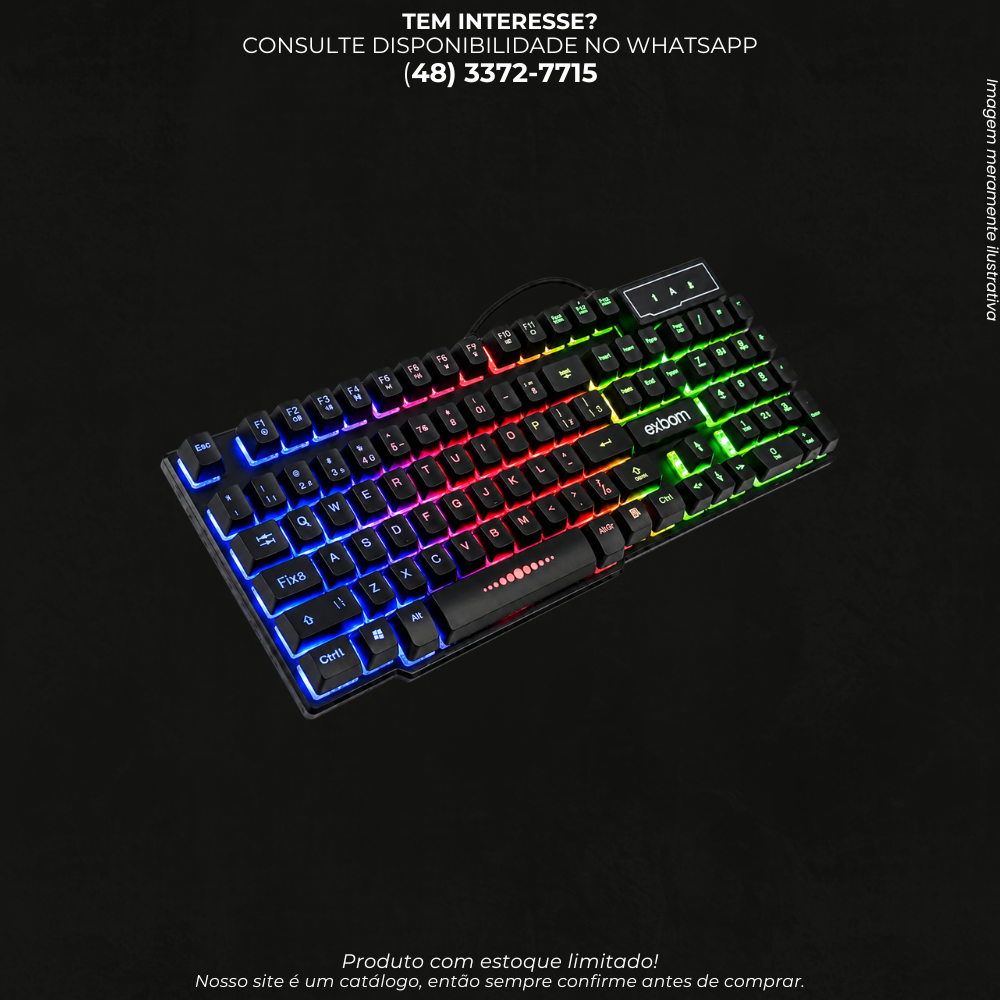Teclado Gamer Semi-Mecânico com Iluminação LED RGB para Setup