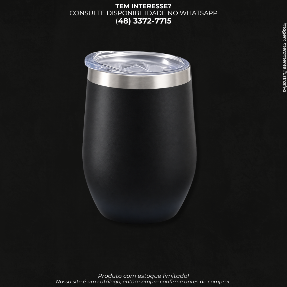 Copo Cuia Térmico com Tampa 360ml – Preto B-2024