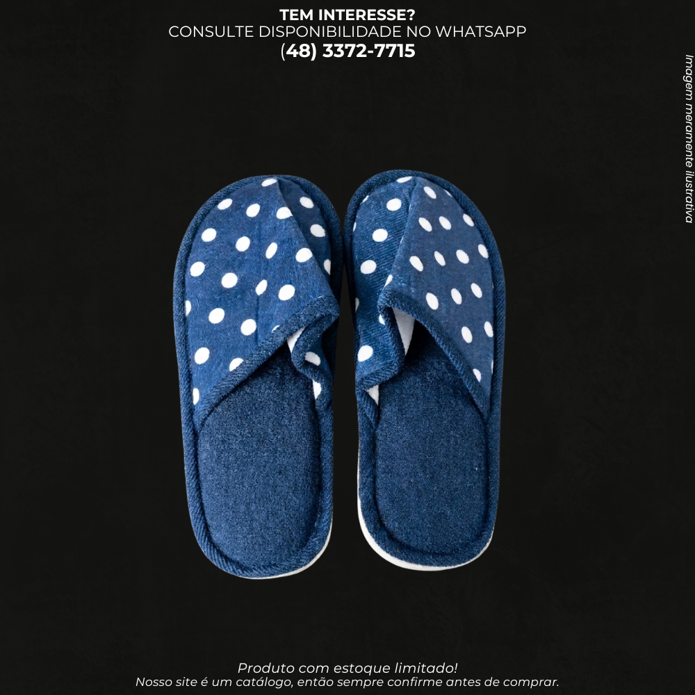 Pantufa Plush Poá Antiderrapante Confortável para Uso Interno