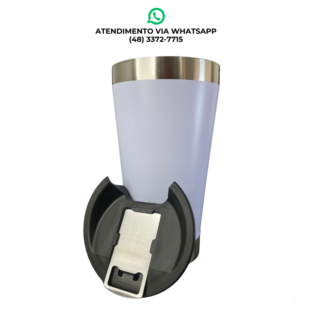 COPO TÉRMICO INOX 500ML COM ABRIDOR DE GARRAFA NA TAMPA! 🍻