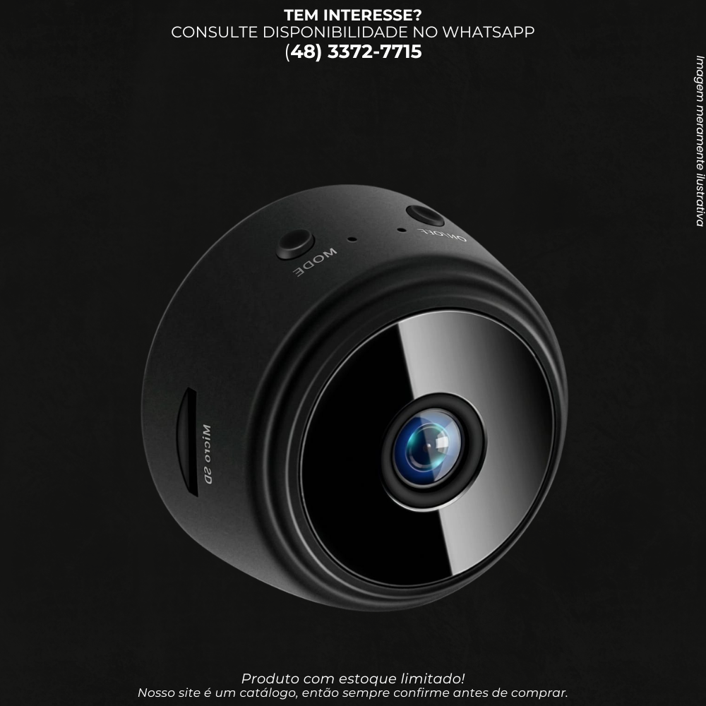Mini Câmera Espiã HD com Gravação e Cartão Micro SD