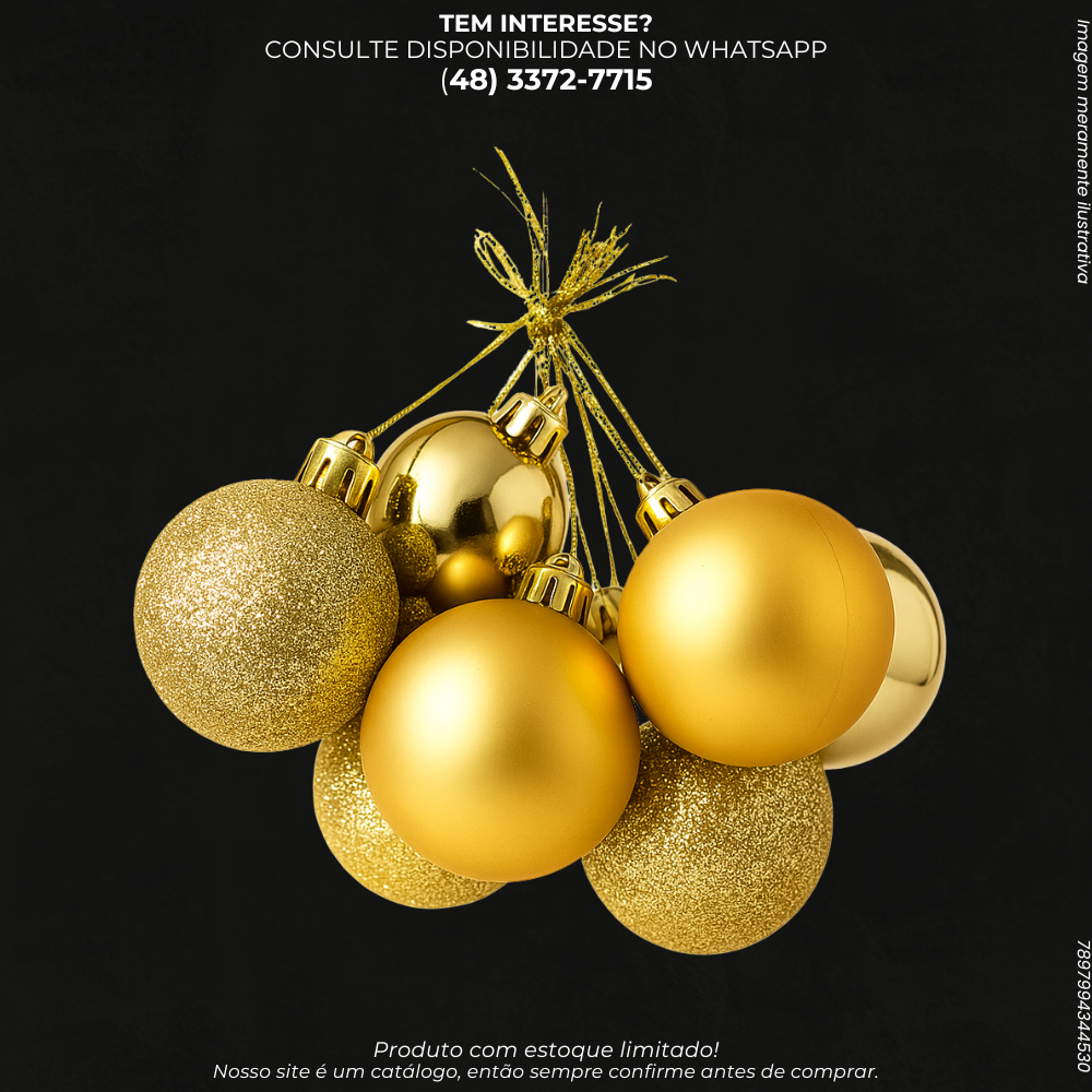 Kit 12 Bolas de Natal Douradas 3cm – Brilho e Elegância na Decoração