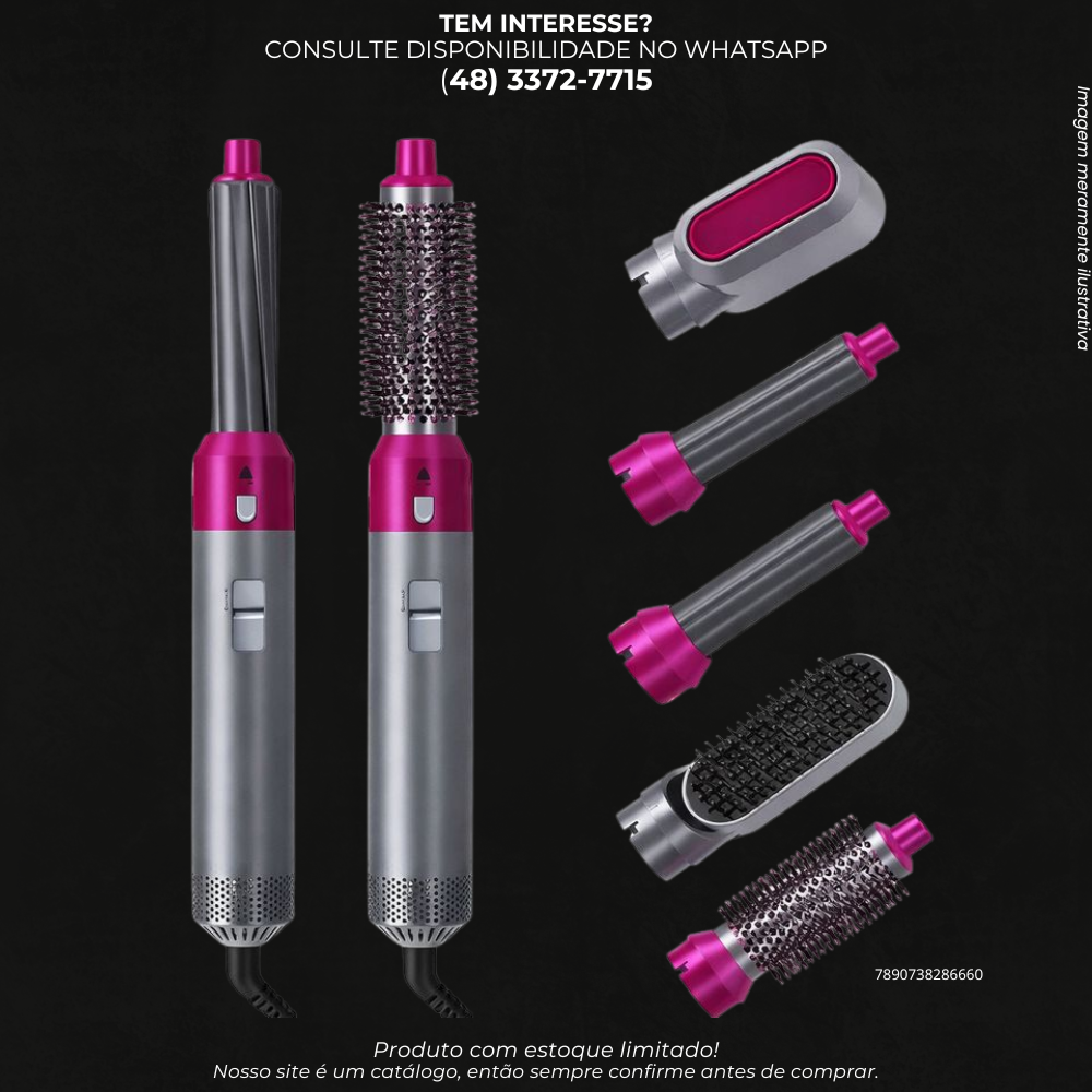 Escova Modeladora 5 em 1 para Secar, Alisar e Modelar Cabelos