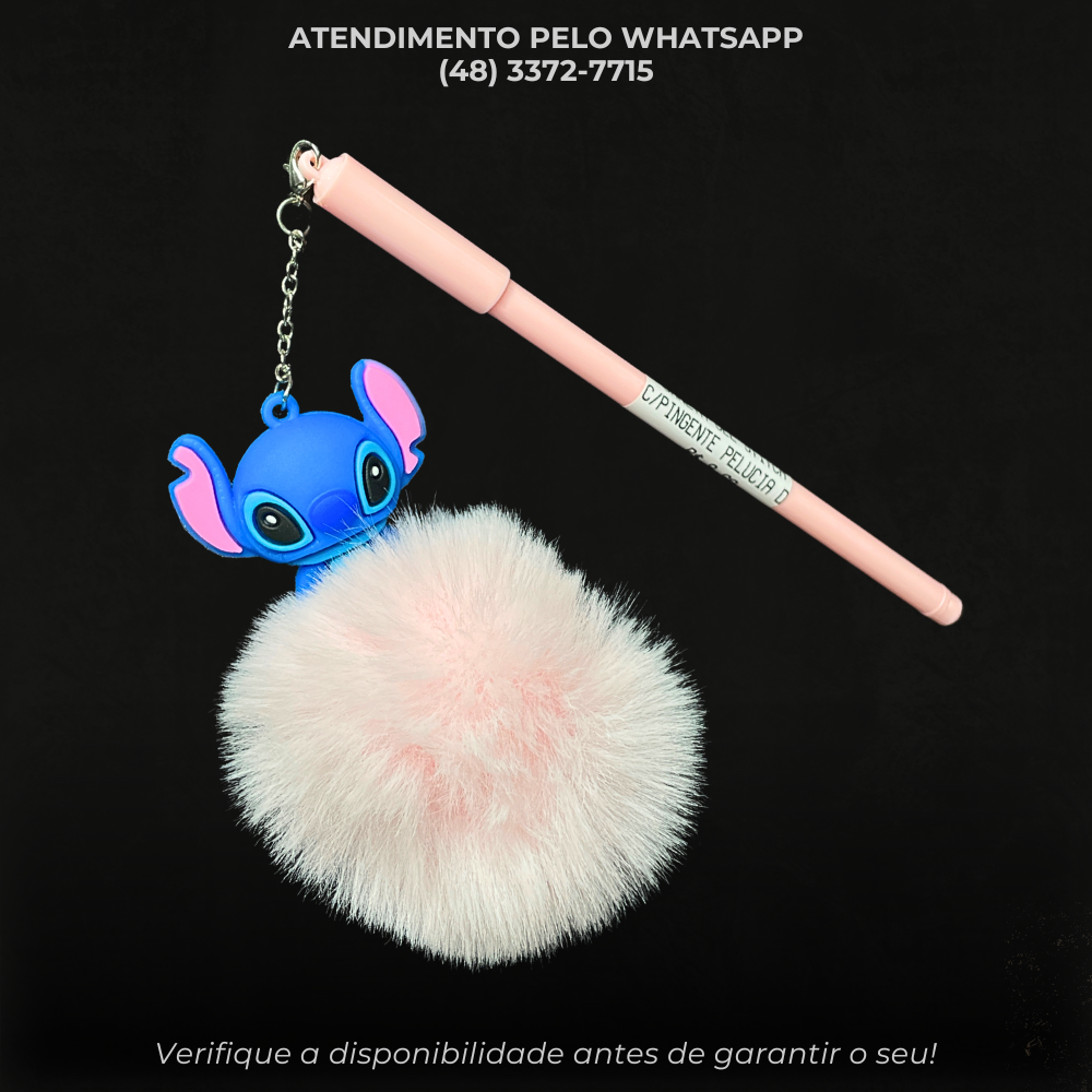 Caneta Gel Stitch com Pingente de Pelúcia – Estilo e Conforto na Escrita