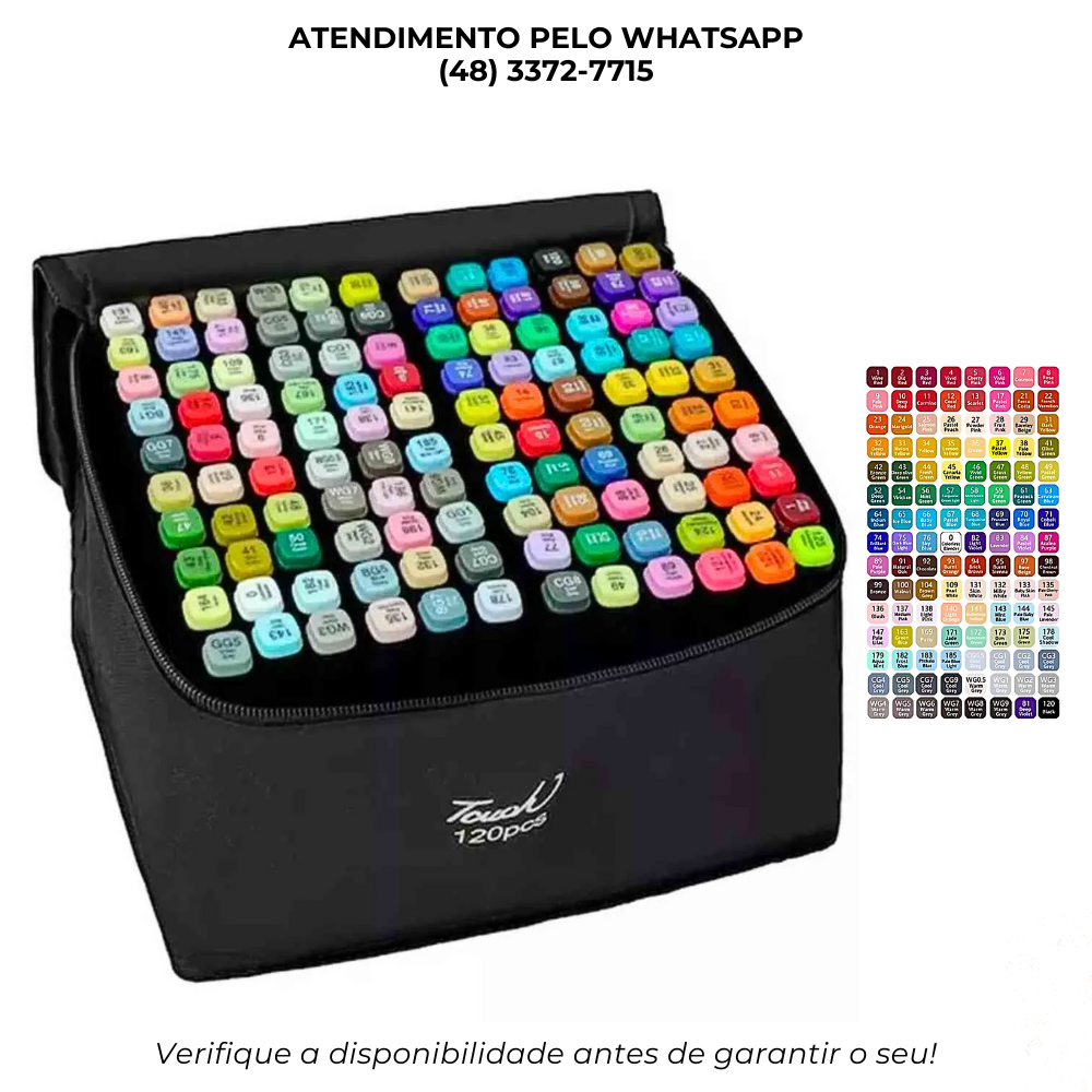 Kit Canetinhas Profissionais Touch 120 Cores – Dupla Ponta ST-796 – Id