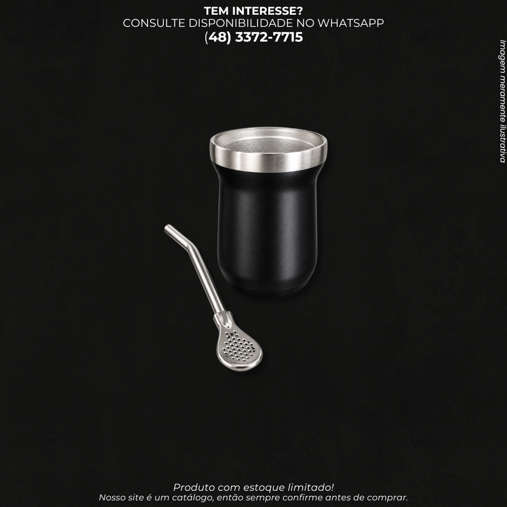 Cuia Térmica para Chimarrão com Bomba de Inox – 160ml HUMA-212