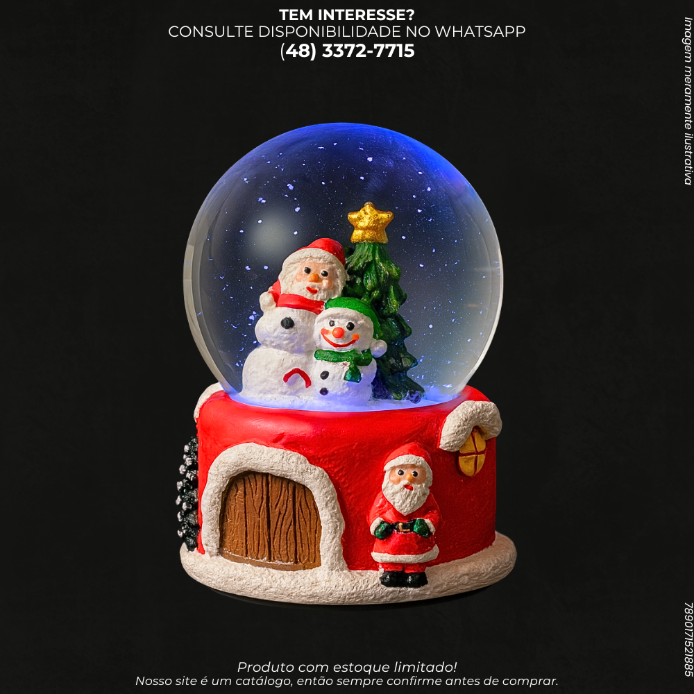 Globo de Neve Natalino com Luz Colorida