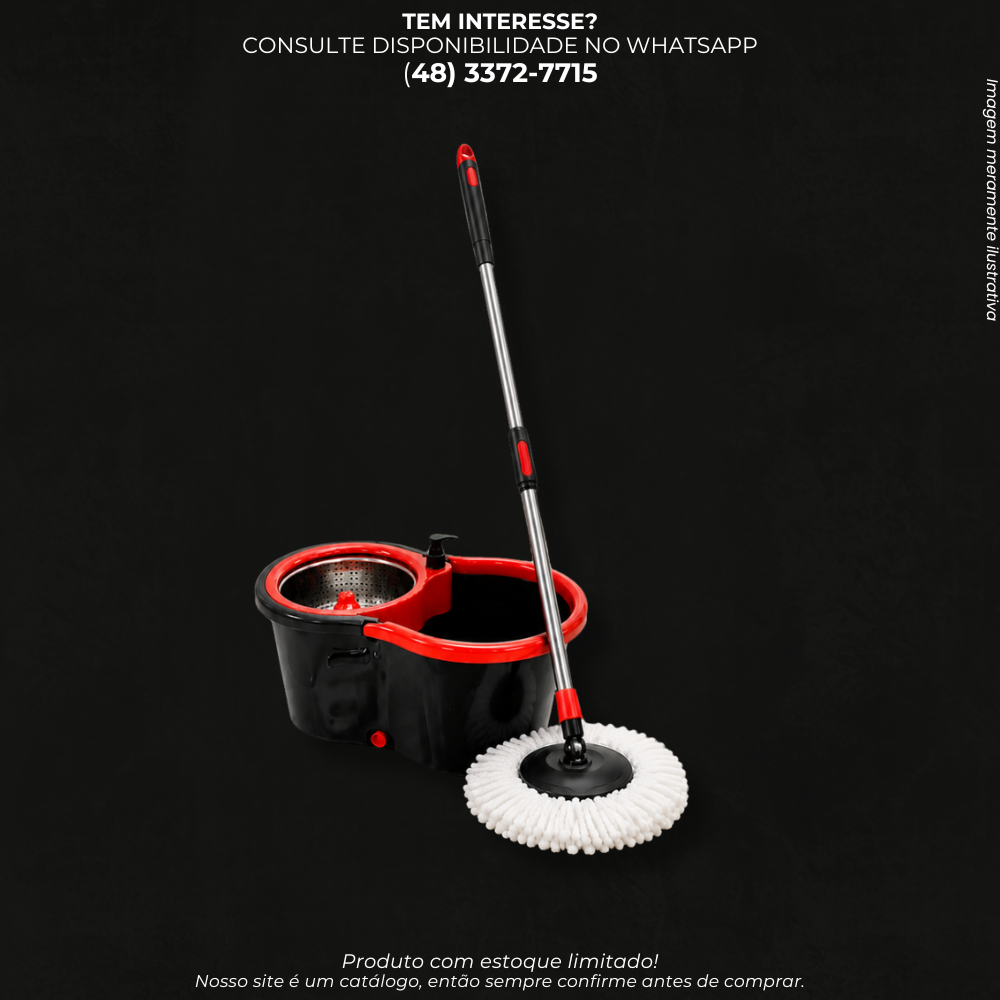 Mop Giratório 360° com Balde e Cesto de Inox – Kit de Limpeza
