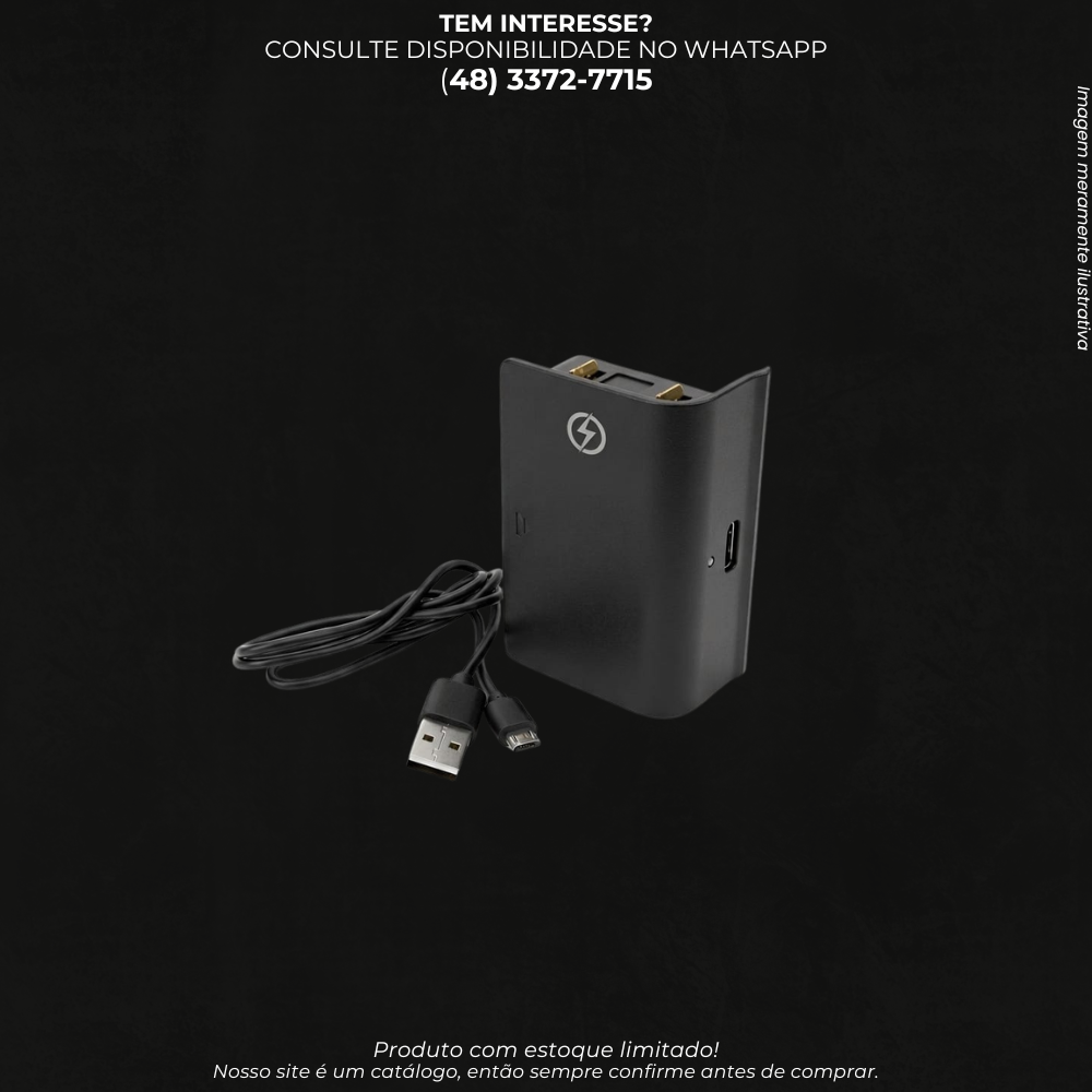 Bateria Recarregável para Controle com Cabo USB para Jogos