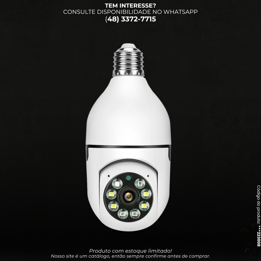 Câmera Lâmpada Wi-Fi 360º com Visão Noturna