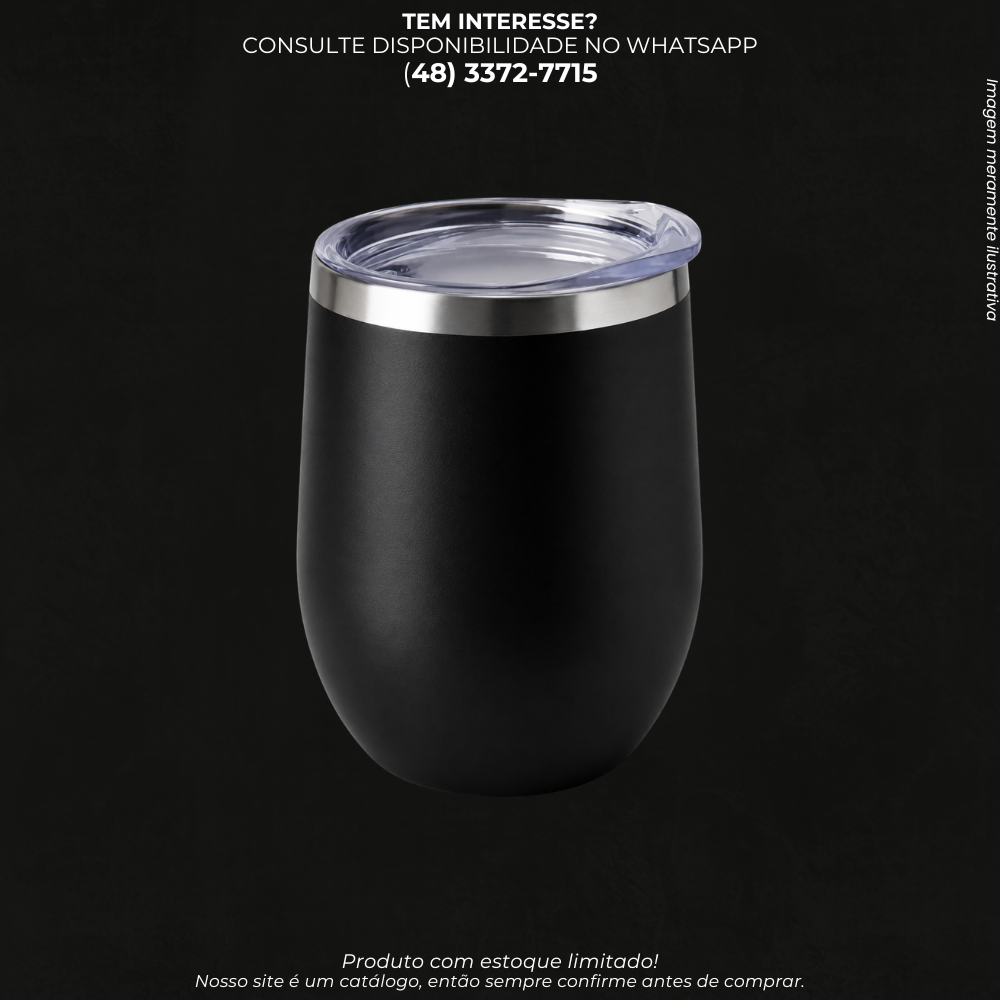 Copo Térmico Inox Preto com Tampa - Moderno, Prático e Resistente