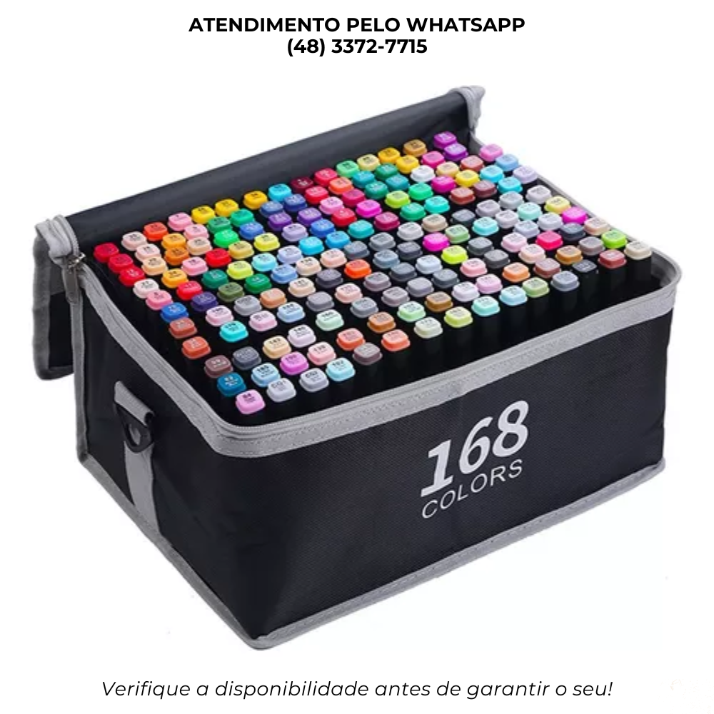 Kit Canetinhas Profissionais Touch 168 Cores – Dupla Ponta ST-797 – Má