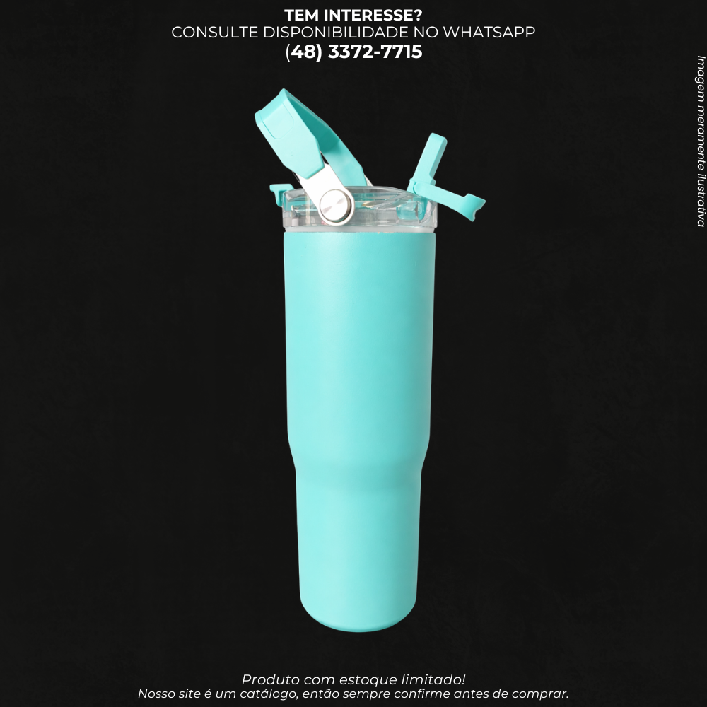 Copo Térmico com Canudo e Tampa Flip para Bebidas