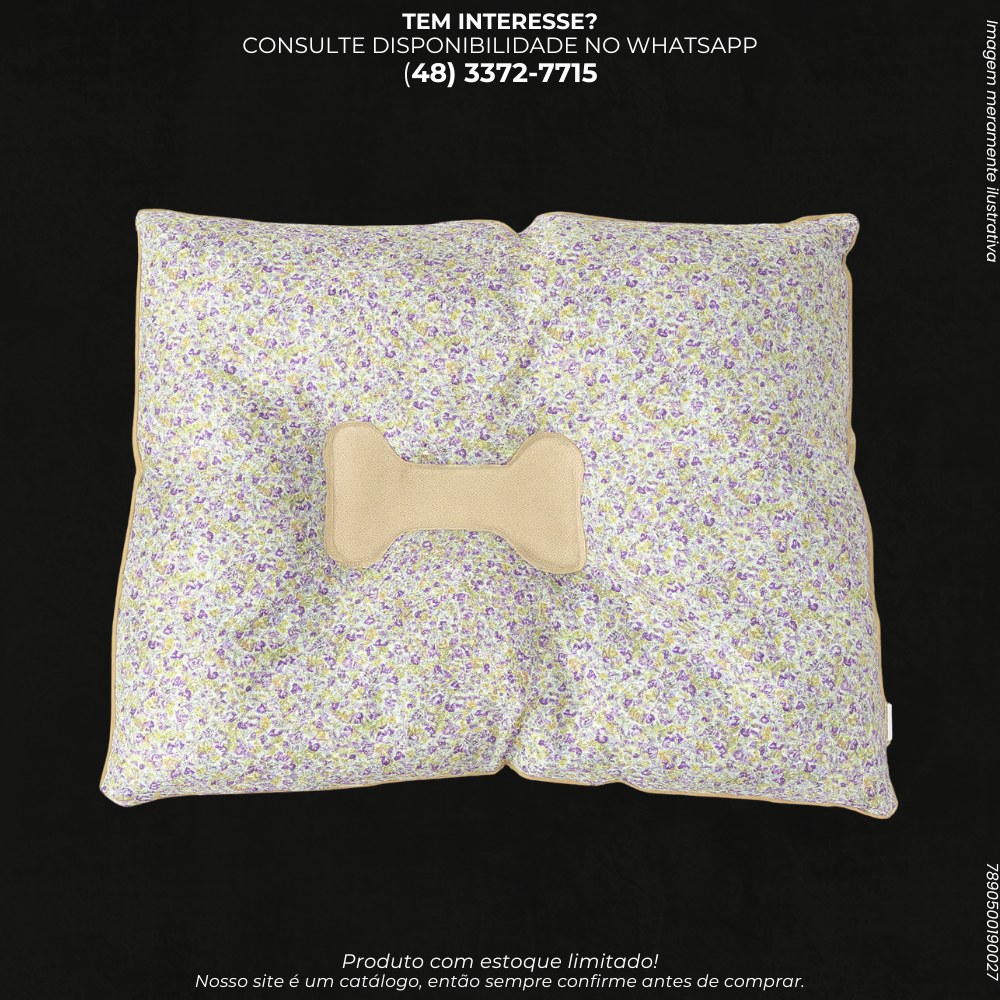 Almofada Pet Floral com Detalhe em Osso