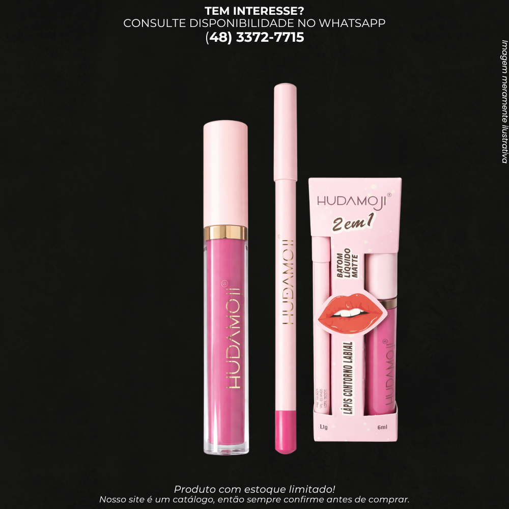 Kit Batom Líquido Matte com Lápis Labial 2 em 1