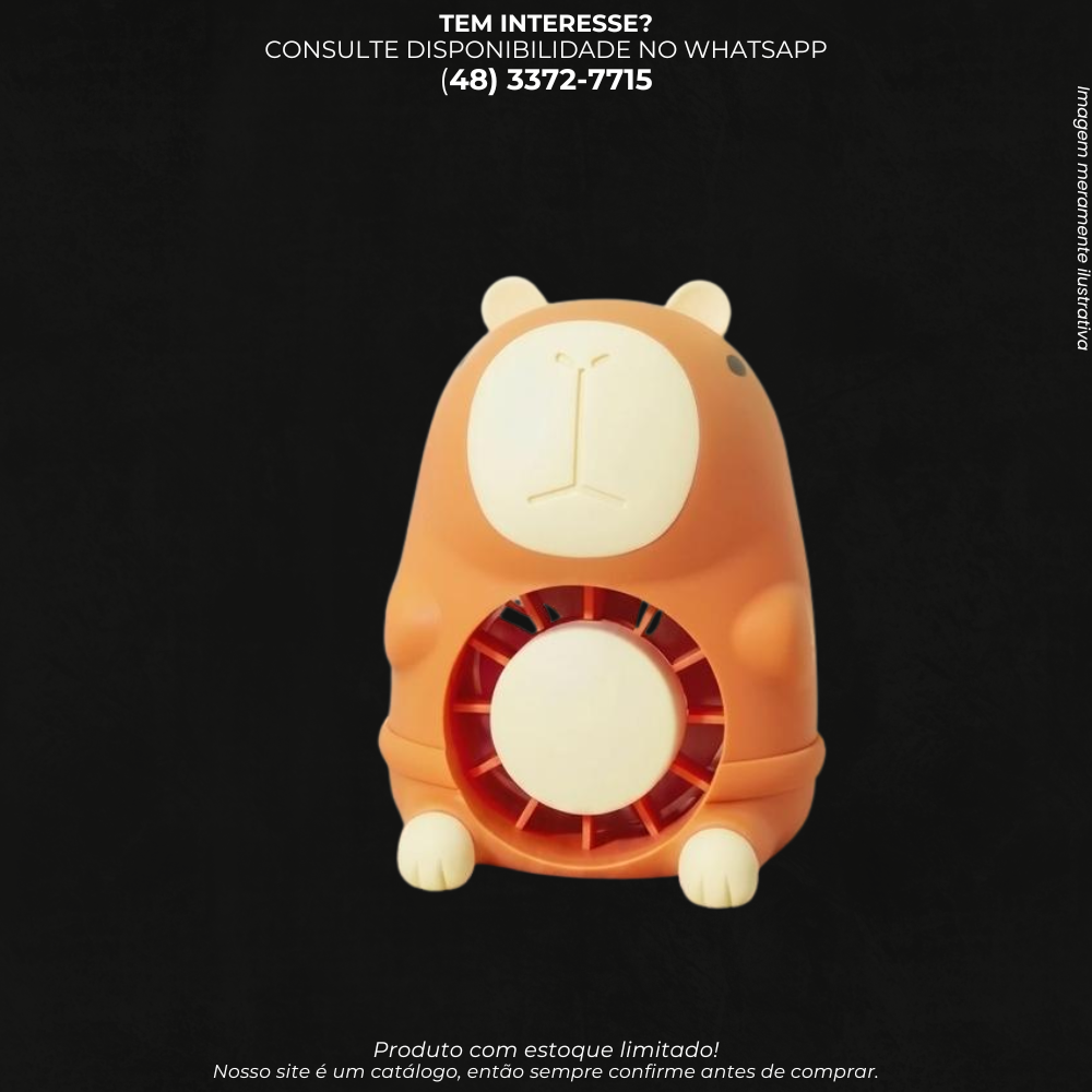 Mini Ventilador Portátil Capivara Recarregável para Mesa e Estudos