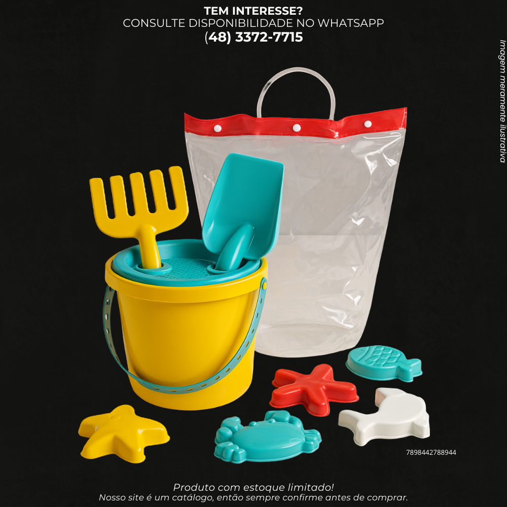 Balde Infantil com Bolsa de Praia e Acessórios para Areia