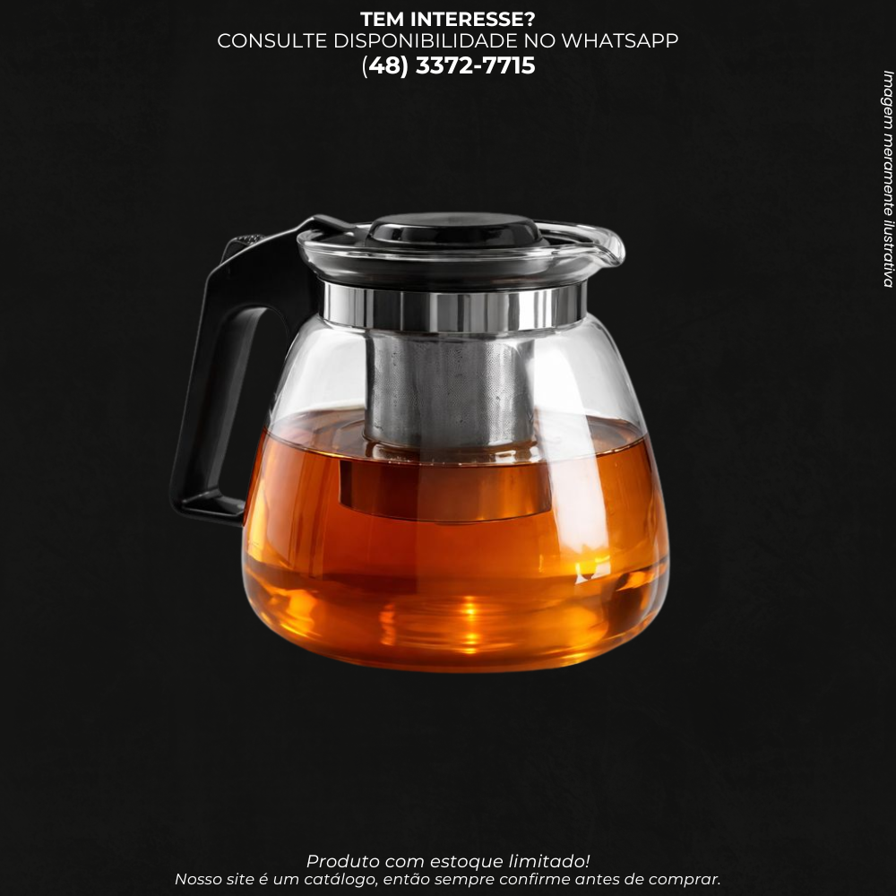 Bule de Chá em Vidro com Infusor para Uso Doméstico
