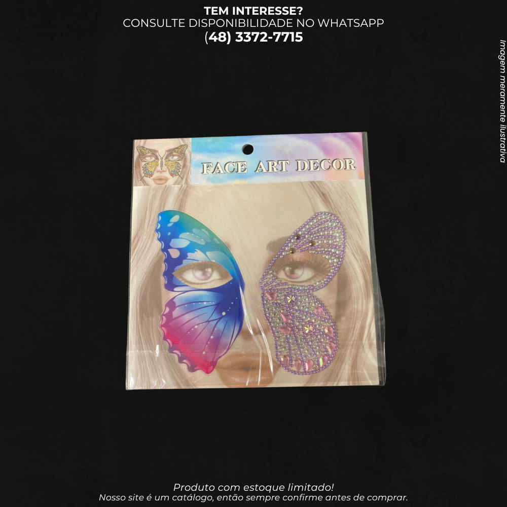 Adesivo Facial Artístico com Pedrarias para Maquiagem Temática