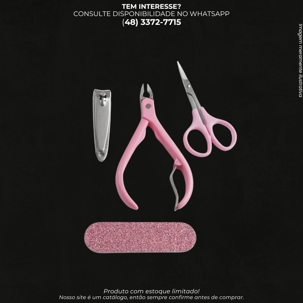 Kit Manicure e Pedicure 4 Peças – Alicate, Tesoura, Cortador e Lixa de Unha