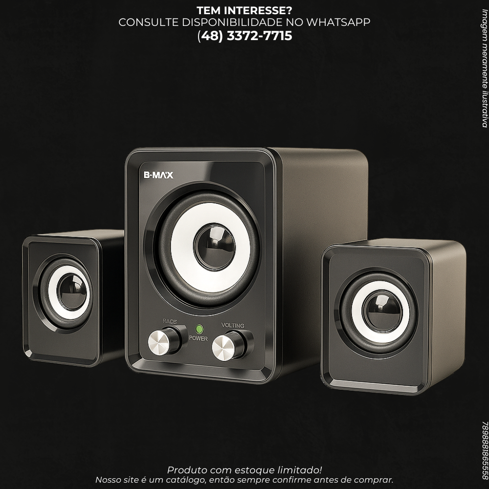 Kit 3 Alto-Falantes Estéreo B-Max BM-S217 – Som Potente USB 5V
