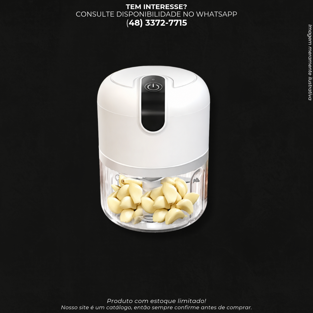 Mini Triturador Elétrico de Alimentos Portátil – Branco LEY-1939