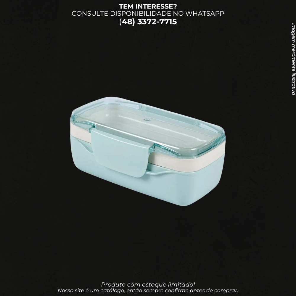 Marmita Retangular com Tampa e Trava – Porta-Alimentos Compacto 900ml